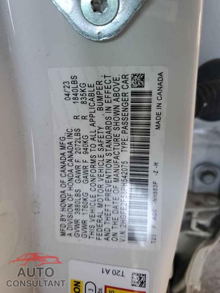 HONDA CIVIC 2023 - 2HGFE2F58PH542075