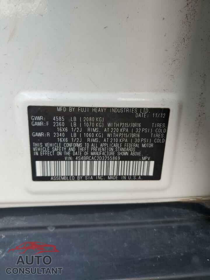 SUBARU OUTBACK 2013 - 4S4BRCAC2D3255869
