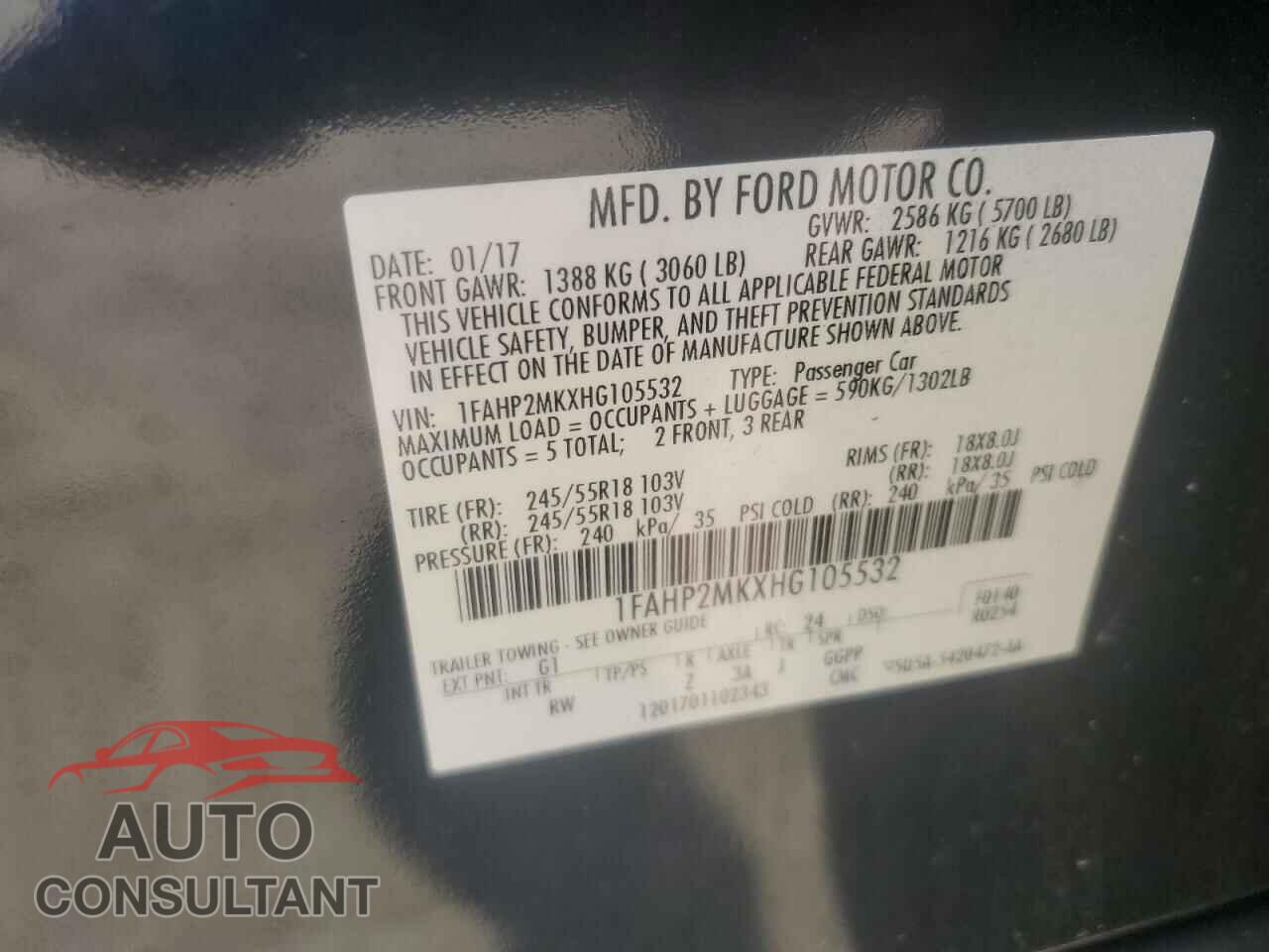 FORD TAURUS 2017 - 1FAHP2MKXHG105532