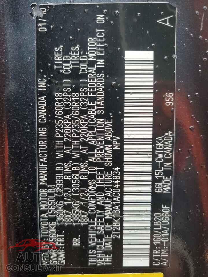 LEXUS RX350 2010 - 2T2BK1BA1AC044834