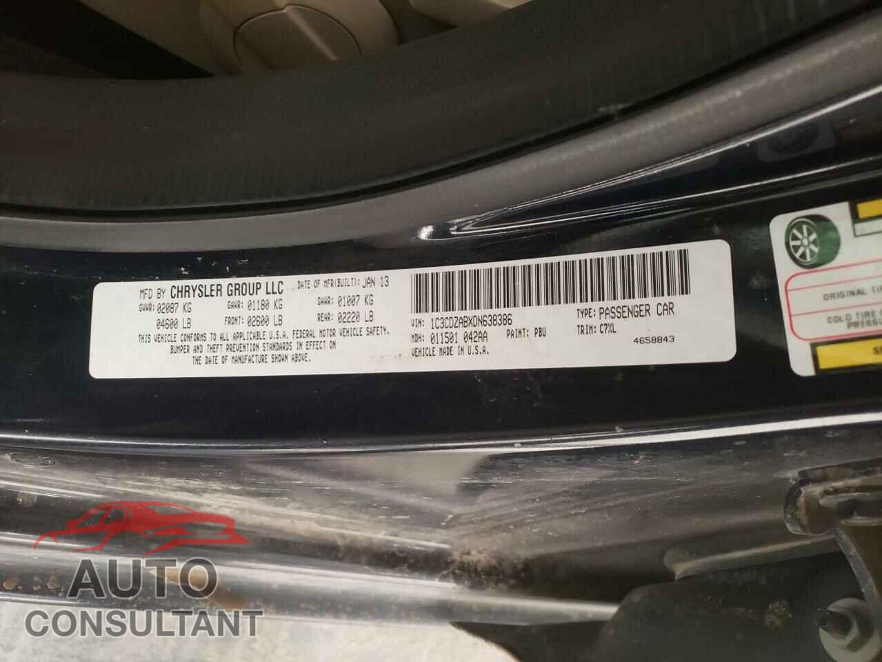DODGE AVENGER 2013 - 1C3CDZABXDN638386
