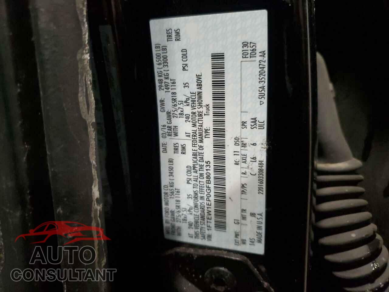FORD F-150 2016 - 1FTEW1EP0GFB80135