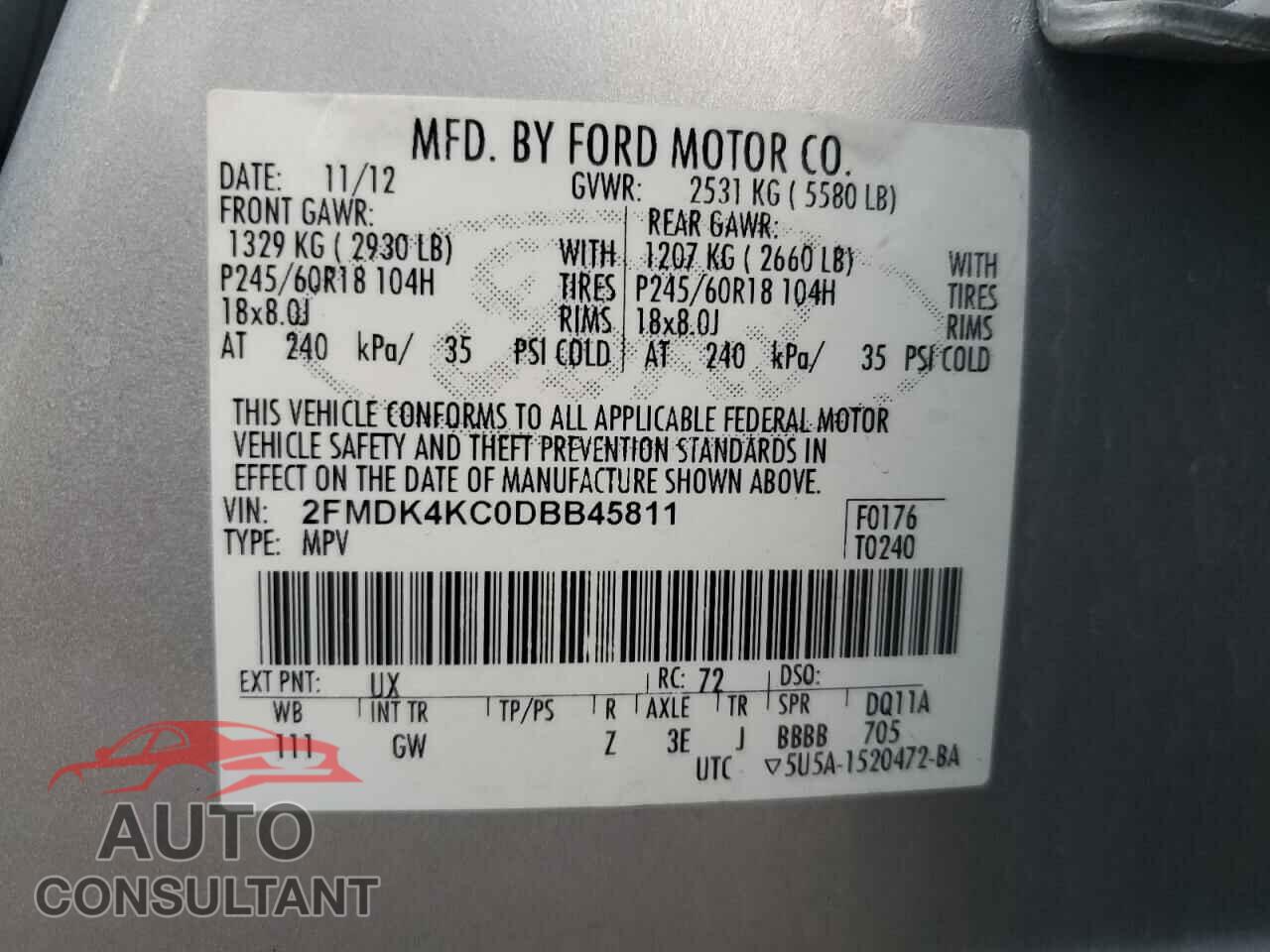 FORD EDGE 2013 - 2FMDK4KC0DBB45811