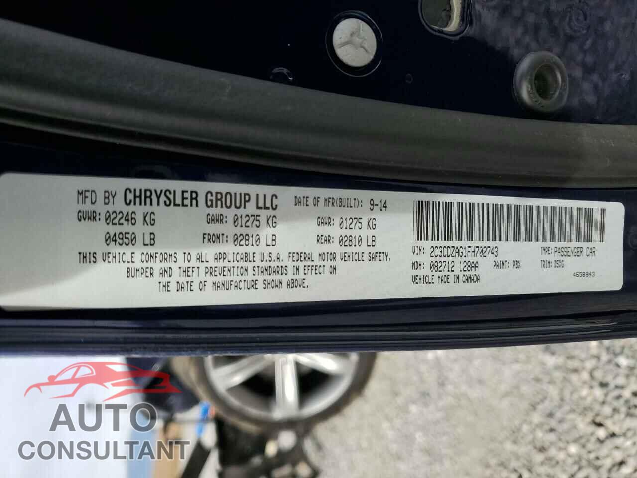 DODGE CHALLENGER 2015 - 2C3CDZAG1FH702743