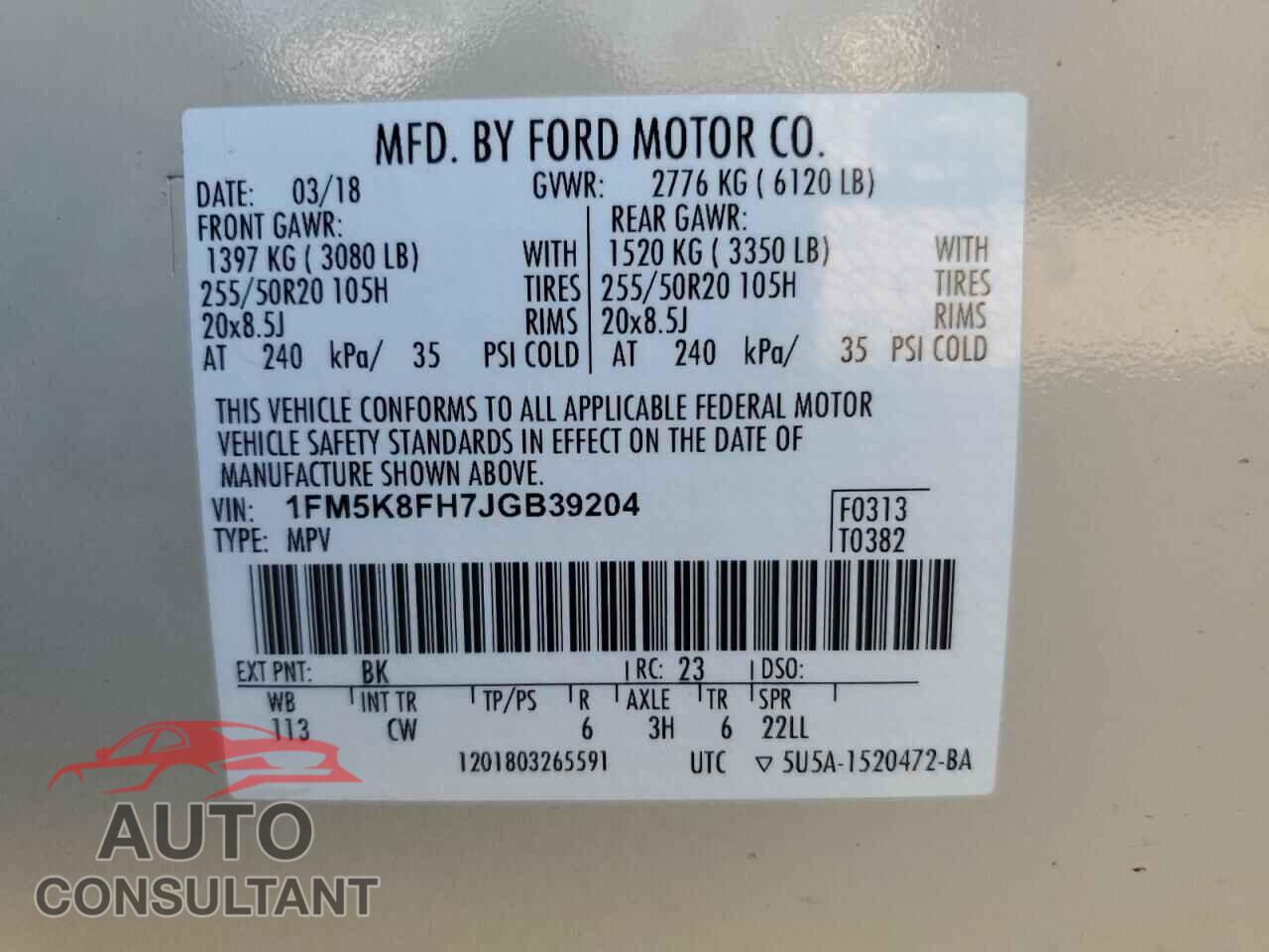 FORD EXPLORER 2018 - 1FM5K8FH7JGB39204