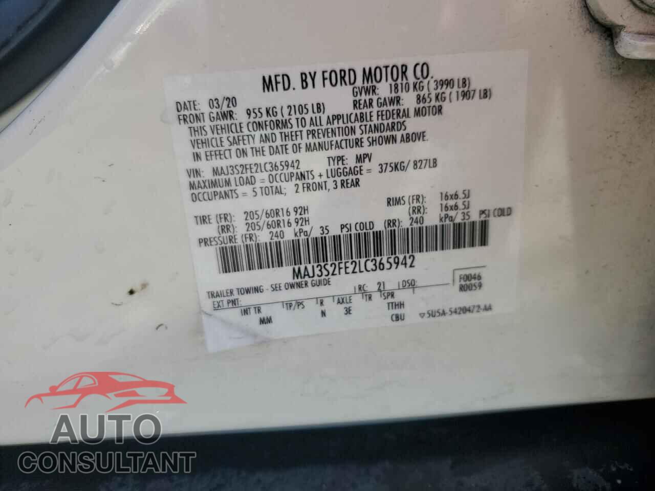 FORD ECOSPORT 2020 - MAJ3S2FE2LC365942