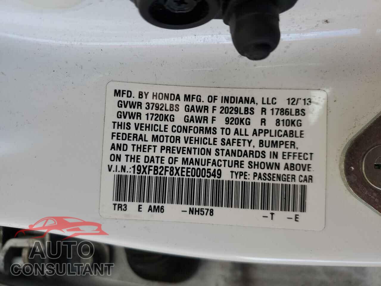 HONDA CIVIC 2014 - 19XFB2F8XEE000549