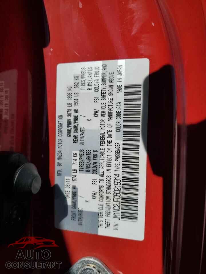 MAZDA MX5 2011 - JM1NC2JF0B0219314