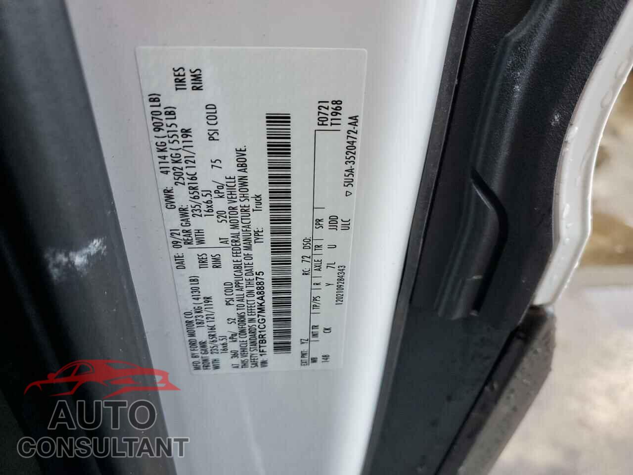 FORD TRANSIT 2021 - 1FTBR1CG7MKA88875