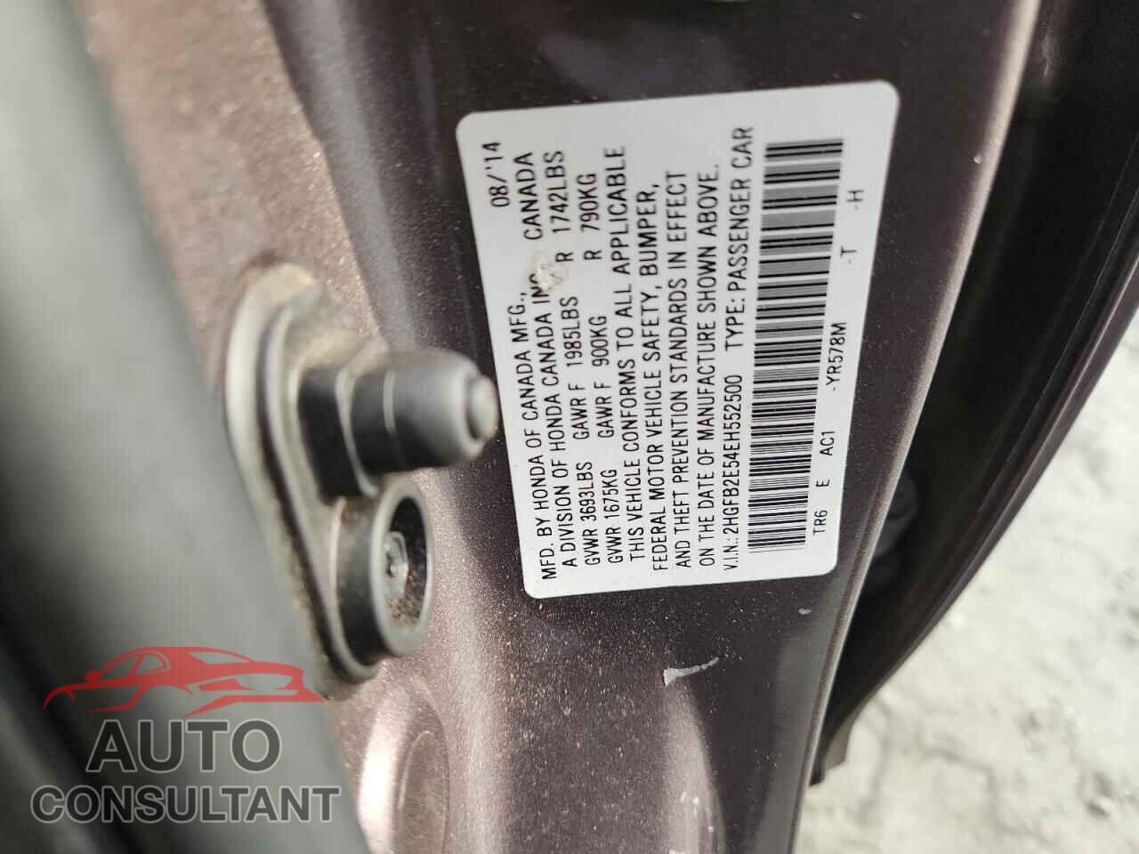 HONDA CIVIC 2014 - 2HGFB2E54EH552500