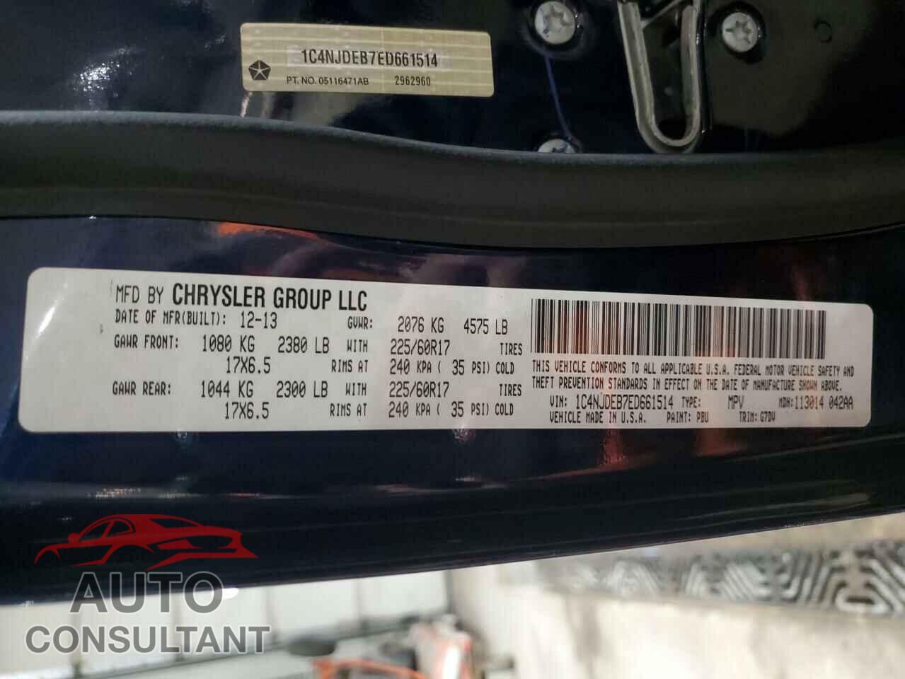 JEEP COMPASS 2014 - 1C4NJDEB7ED661514
