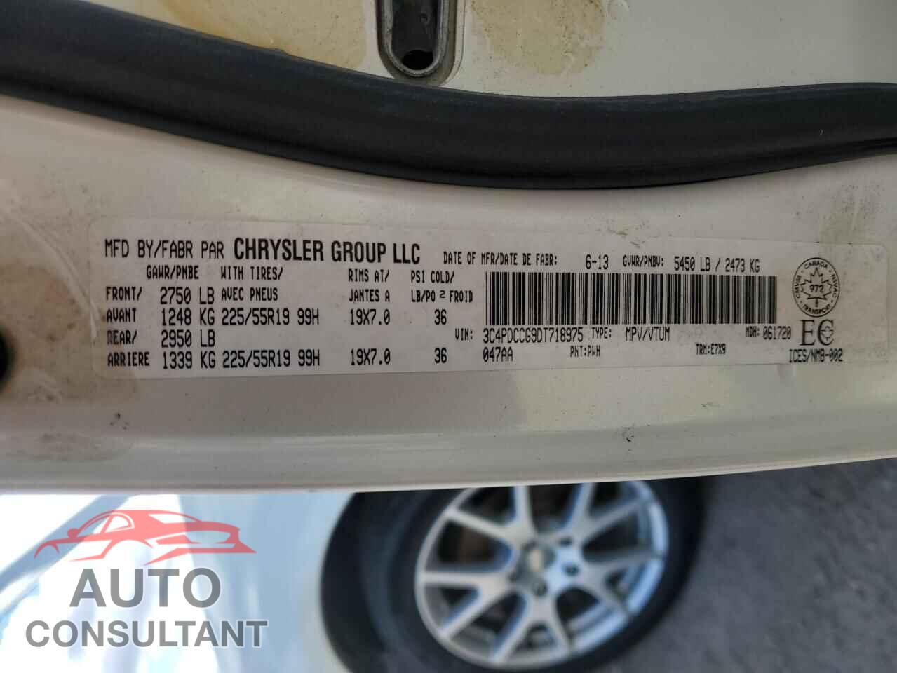 DODGE JOURNEY 2013 - 3C4PDCCG9DT718975