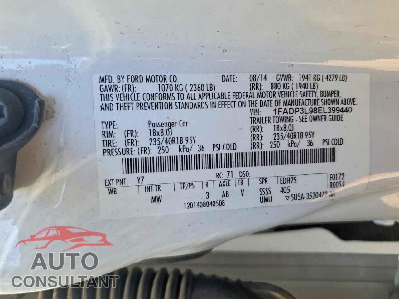 FORD FOCUS 2014 - 1FADP3L98EL399440