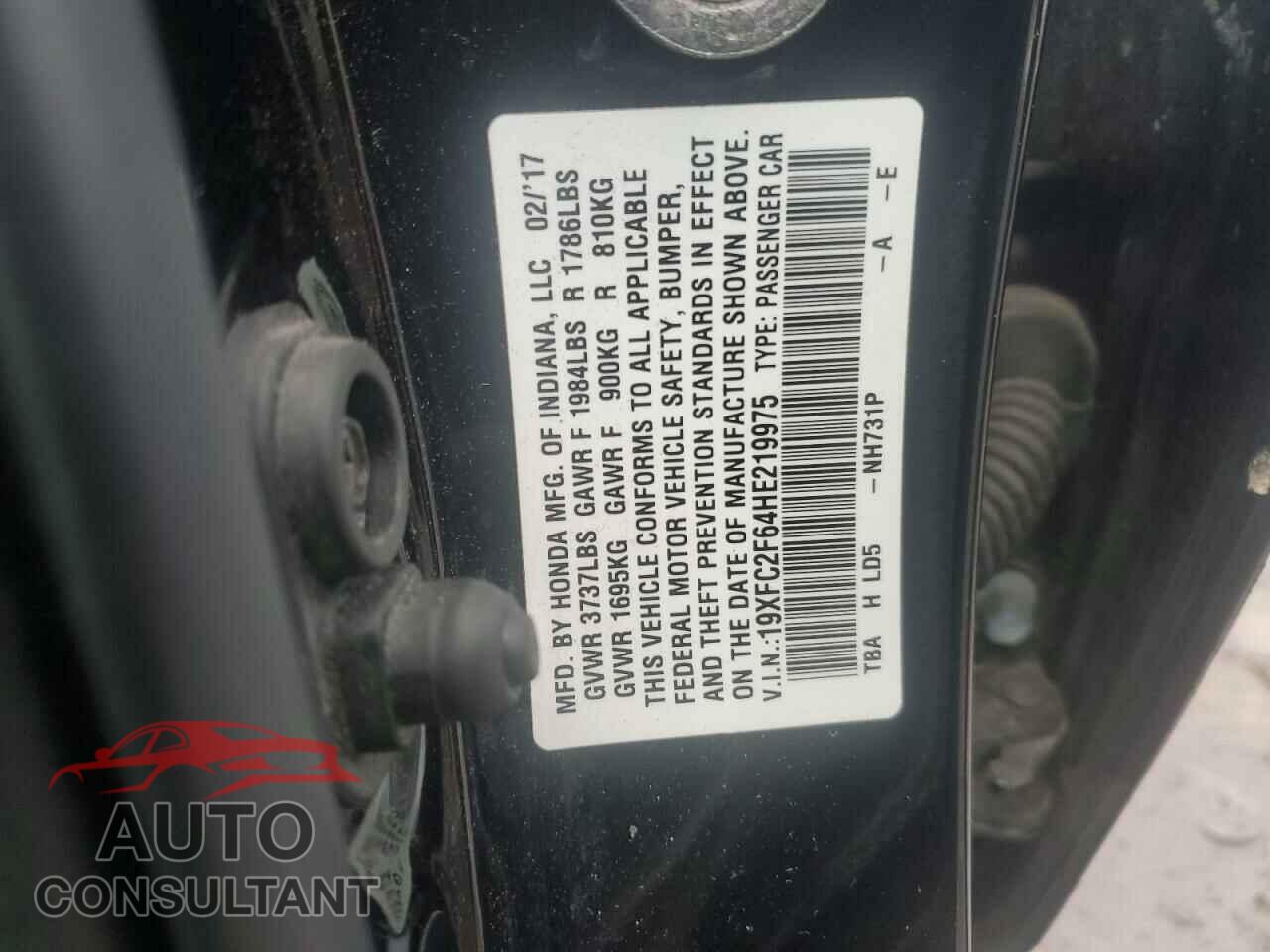HONDA CIVIC 2017 - 19XFC2F64HE219975