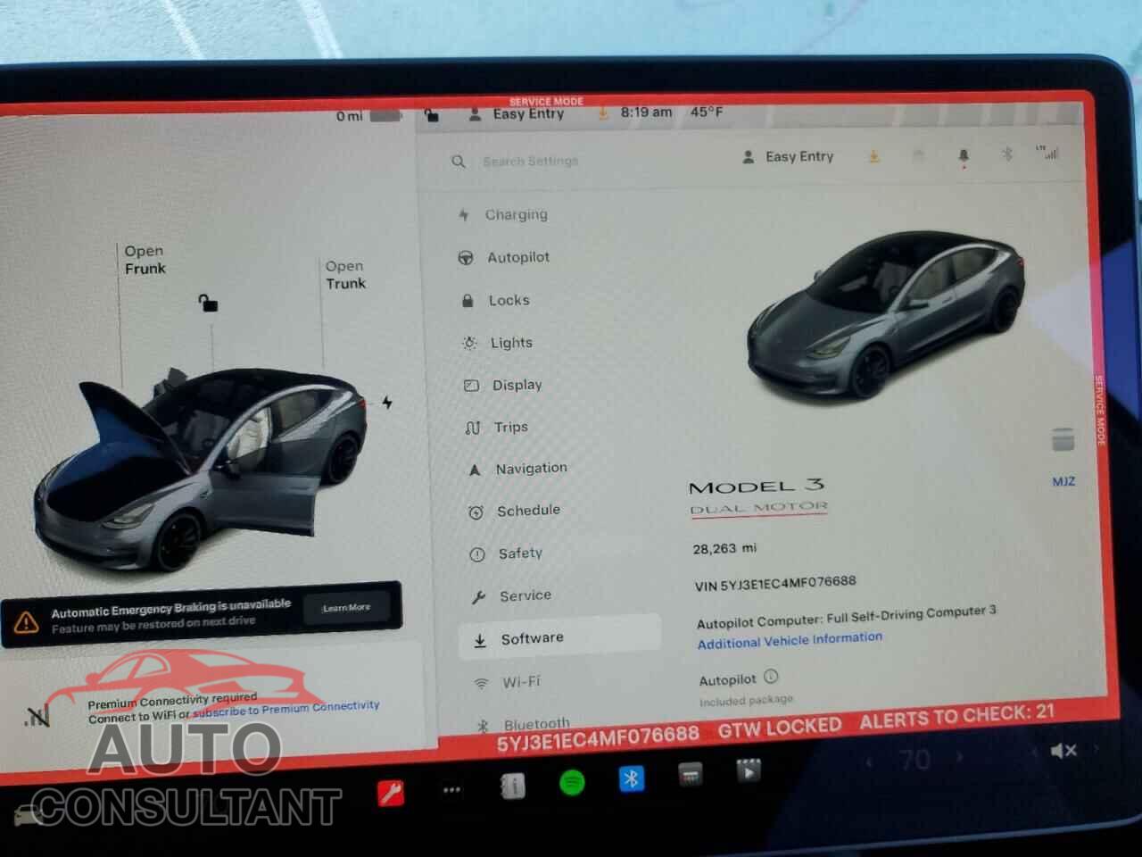 TESLA MODEL 3 2021 - 5YJ3E1EC4MF076688