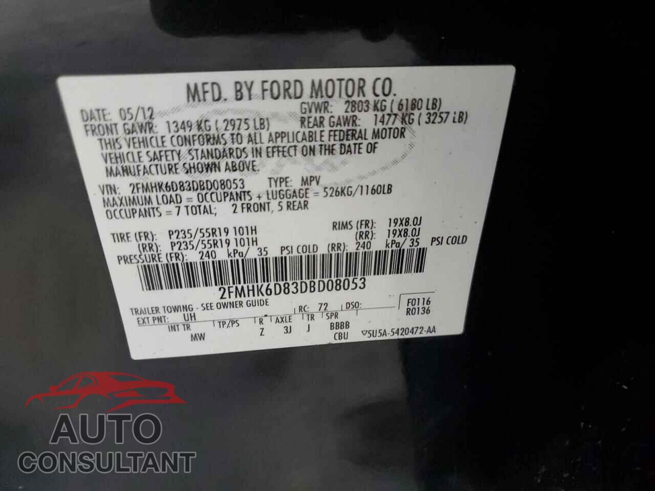 FORD FLEX 2013 - 2FMHK6D83DBD08053