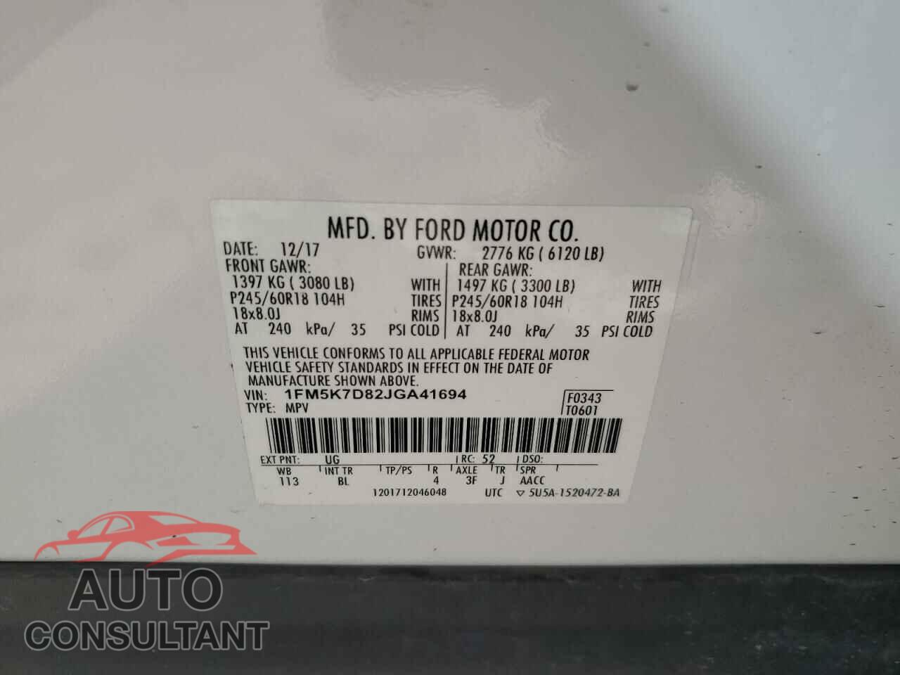FORD EXPLORER 2018 - 1FM5K7D82JGA41694