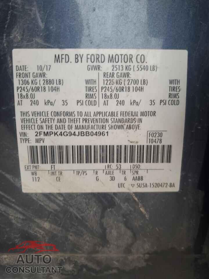 FORD EDGE 2018 - 2FMPK4G94JBB04961