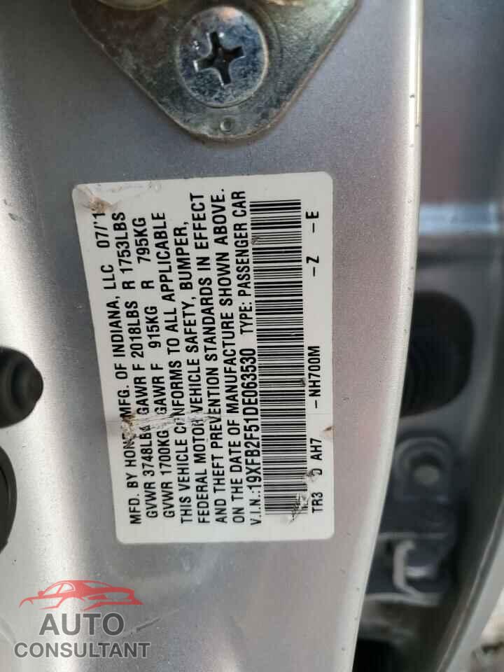HONDA CIVIC 2013 - 19XFB2F51DE063530