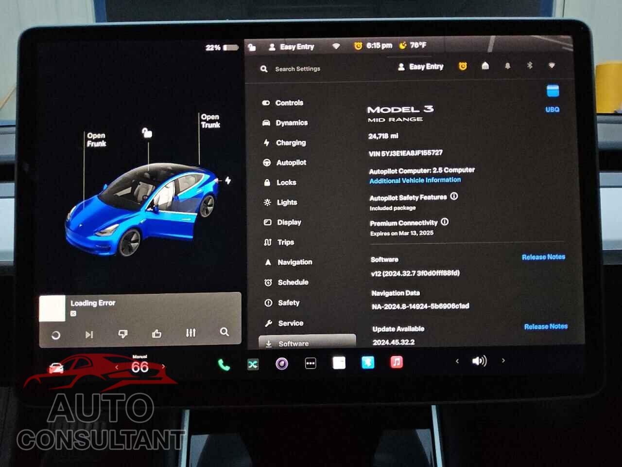TESLA MODEL 3 2018 - 5YJ3E1EA8JF155727