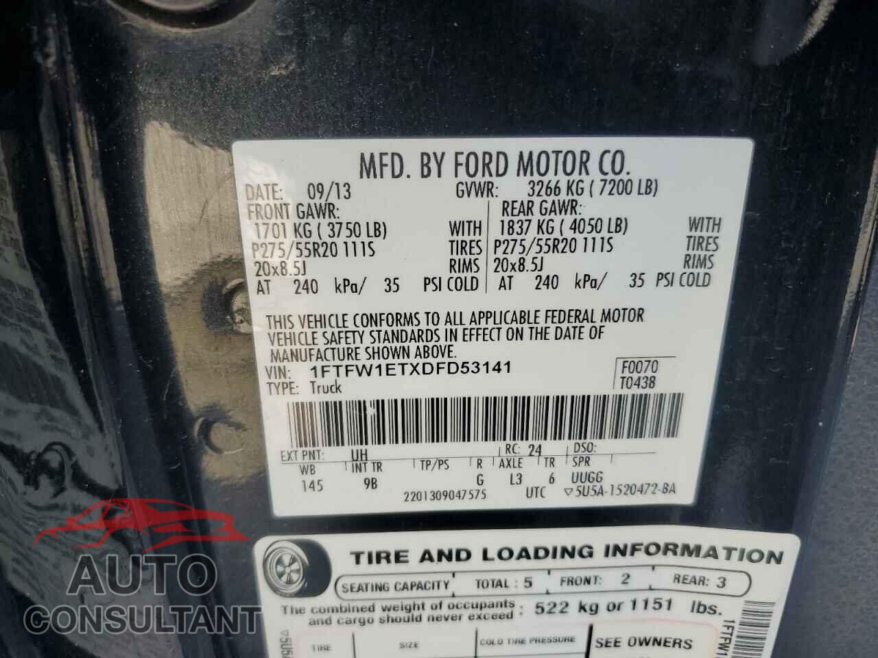 FORD F-150 2013 - 1FTFW1ETXDFD53141