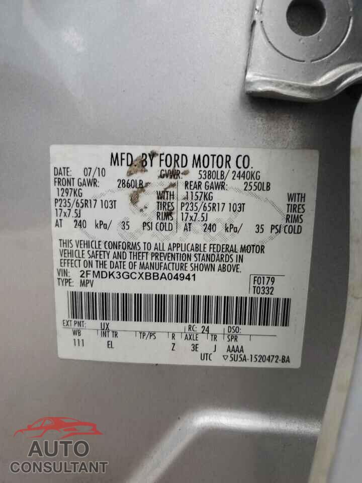 FORD EDGE 2011 - 2FMDK3GCXBBA04941