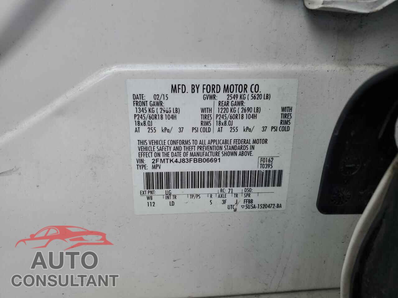 FORD EDGE 2015 - 2FMTK4J83FBB06691