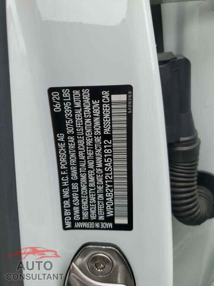 PORSCHE TAYCAN 2020 - WP0AB2Y12LSA51812
