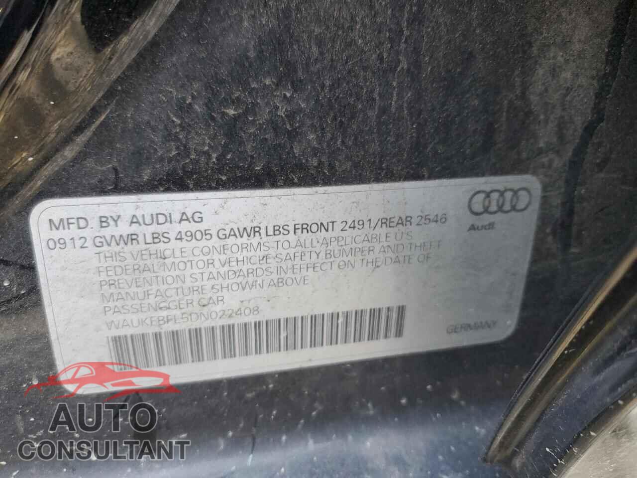 AUDI A4 2013 - WAUKFBFL5DN022408
