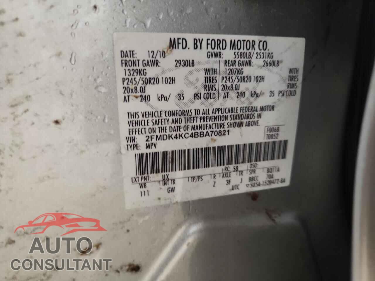 FORD EDGE 2011 - 2FMDK4KC4BBA70821