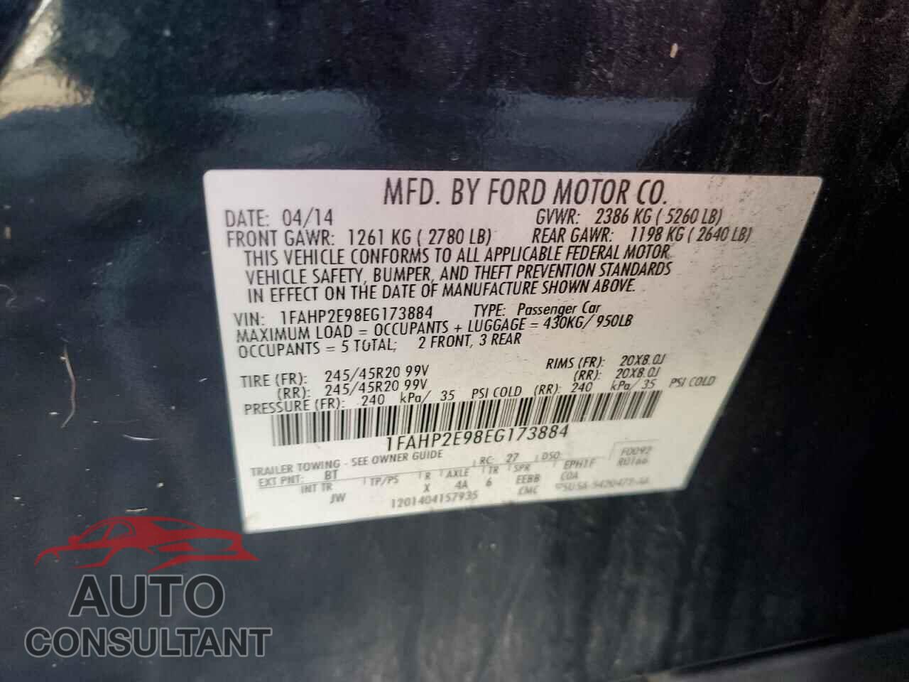 FORD TAURUS 2014 - 1FAHP2E98EG173884