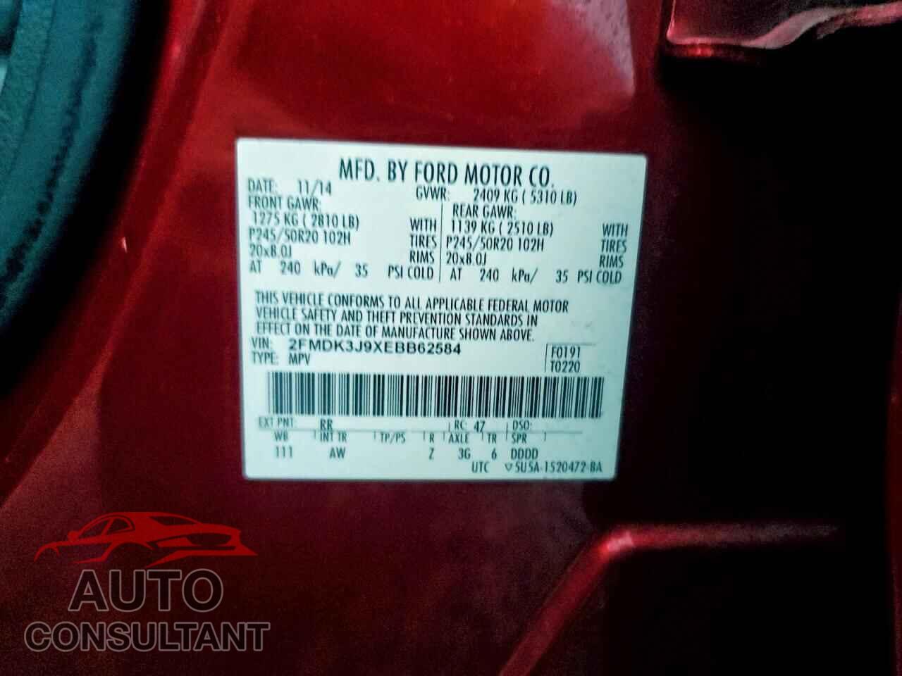 FORD EDGE 2014 - 2FMDK3J9XEBB62584