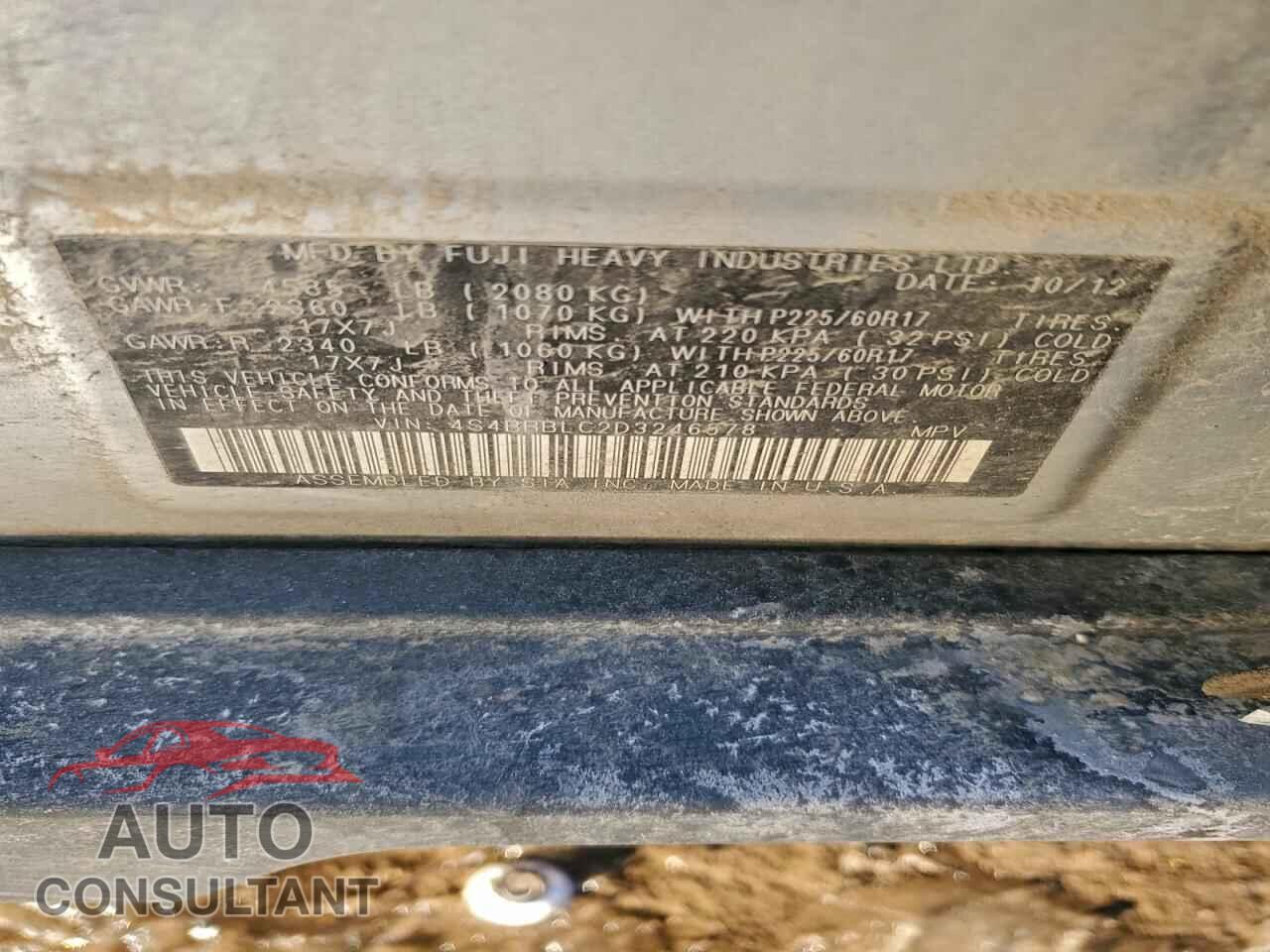 SUBARU OUTBACK 2013 - 4S4BRBLC2D3246578