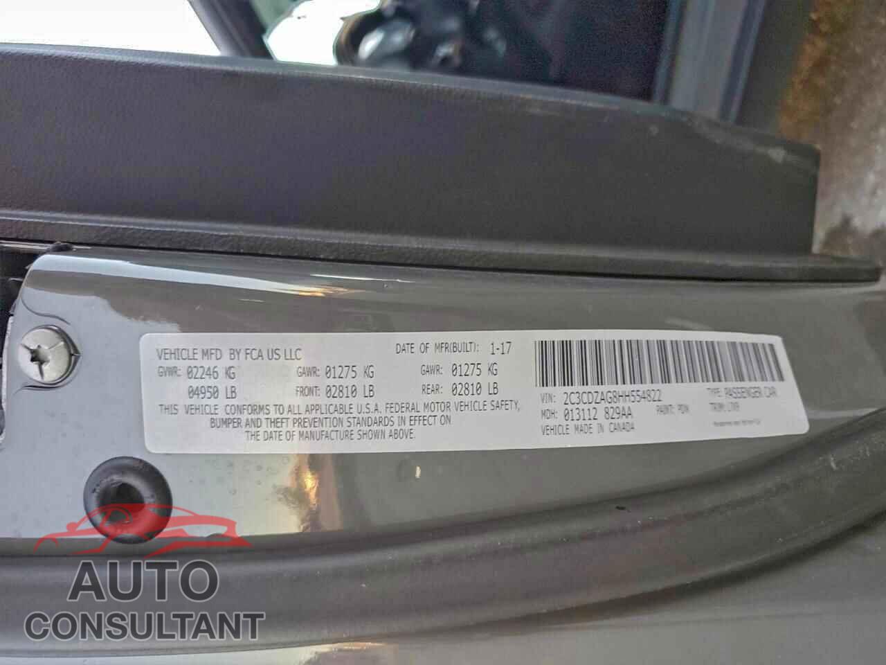 DODGE CHALLENGER 2017 - 2C3CDZAG8HH554822