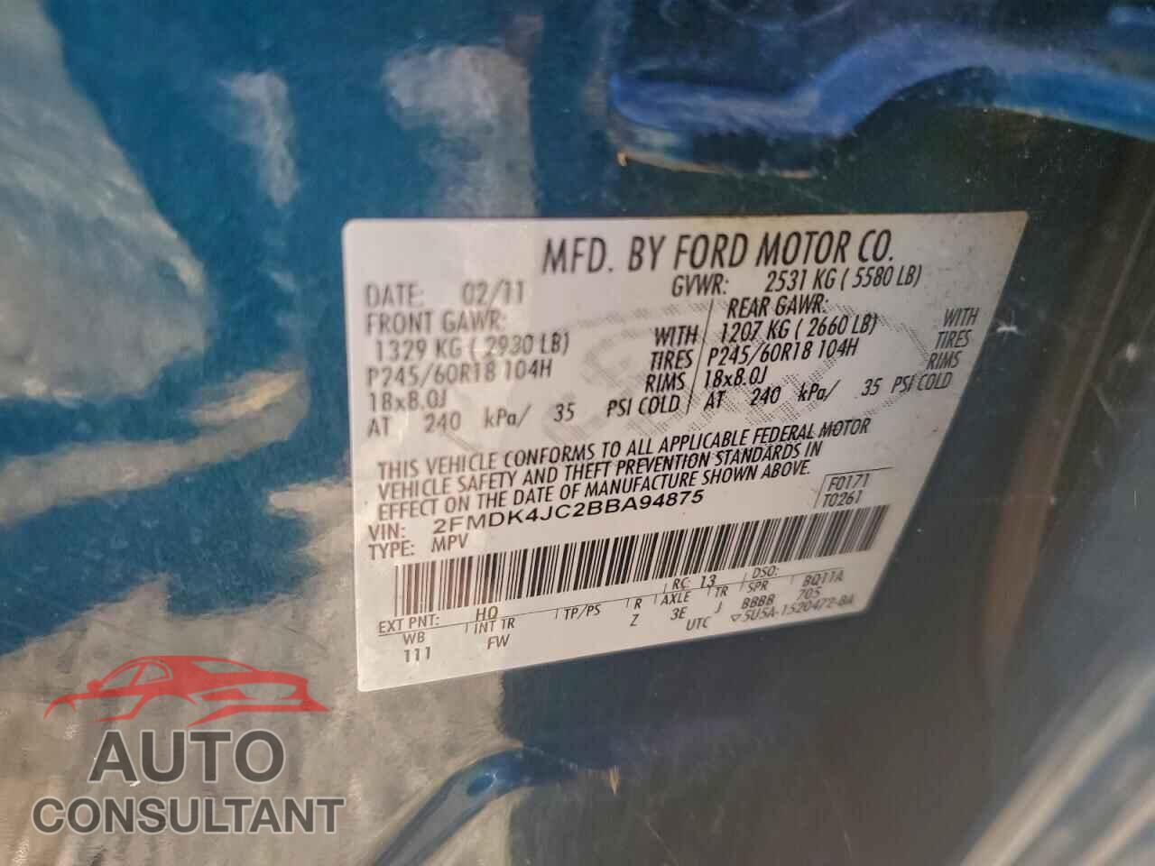 FORD EDGE 2011 - 2FMDK4JC2BBA94875