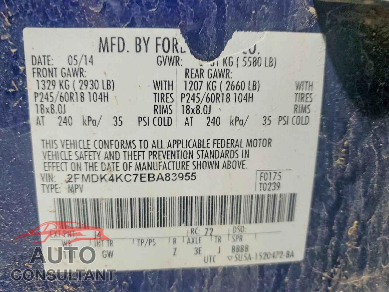 FORD EDGE 2014 - 2FMDK4KC7EBA83955