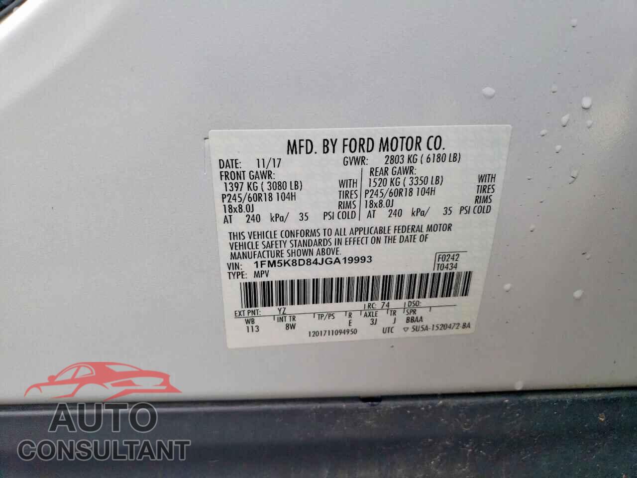 FORD EXPLORER 2018 - 1FM5K8D84JGA19993
