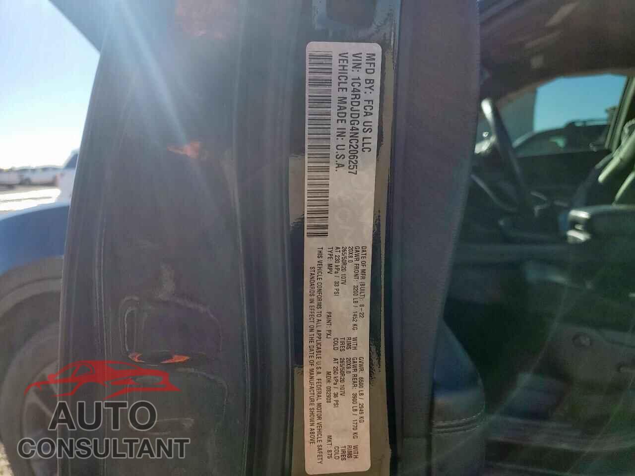 DODGE DURANGO 2022 - 1C4RDJDG4NC206257