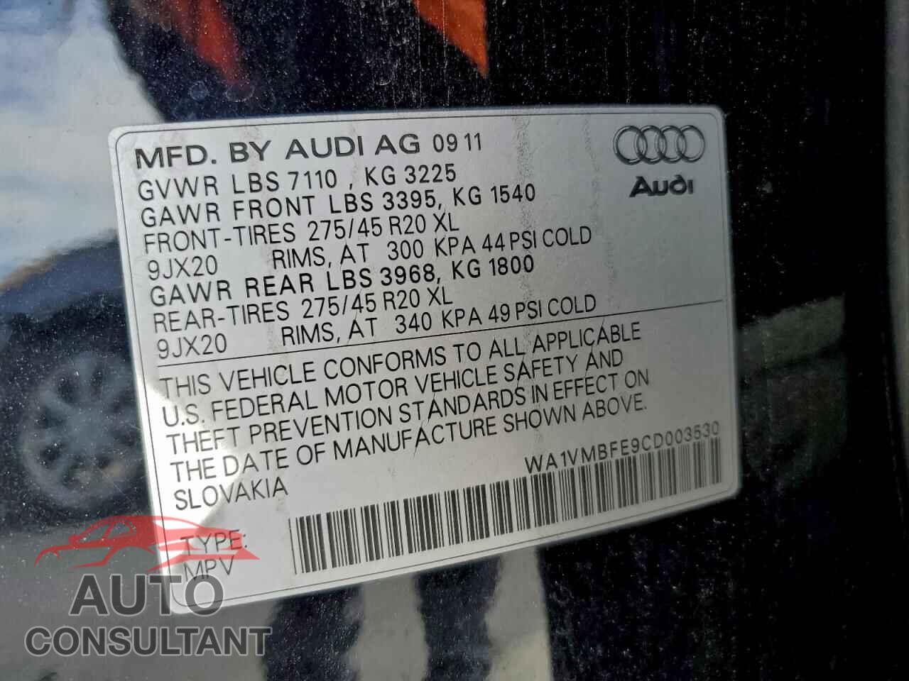 AUDI Q7 2012 - WA1VMBFE9CD003530