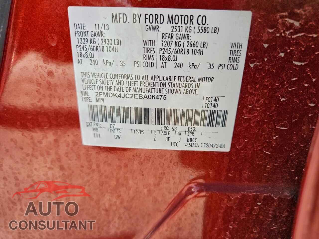 FORD EDGE 2014 - 2FMDK4JC2EBA06475