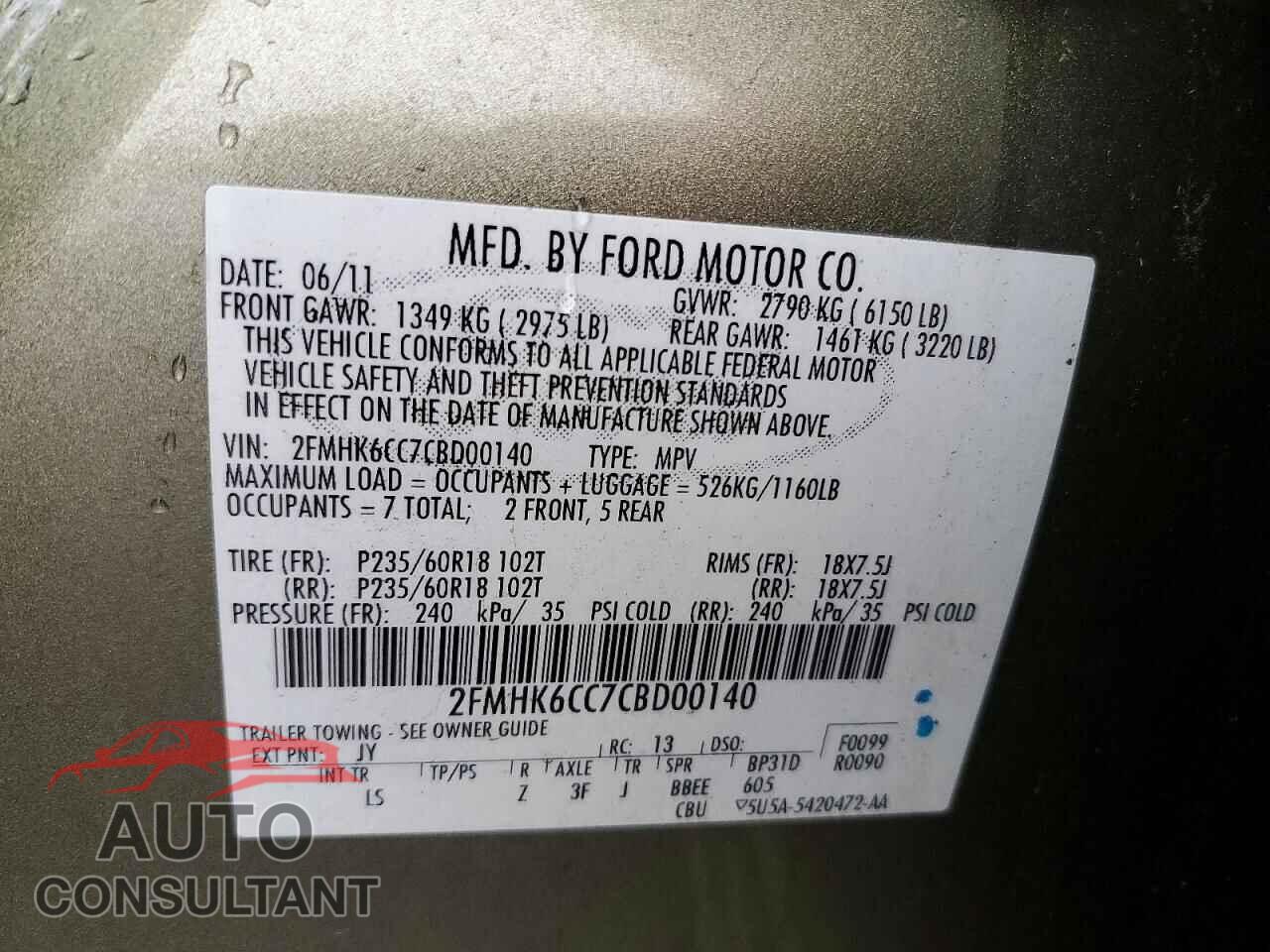 FORD FLEX 2012 - 2FMHK6CC7CBD00140