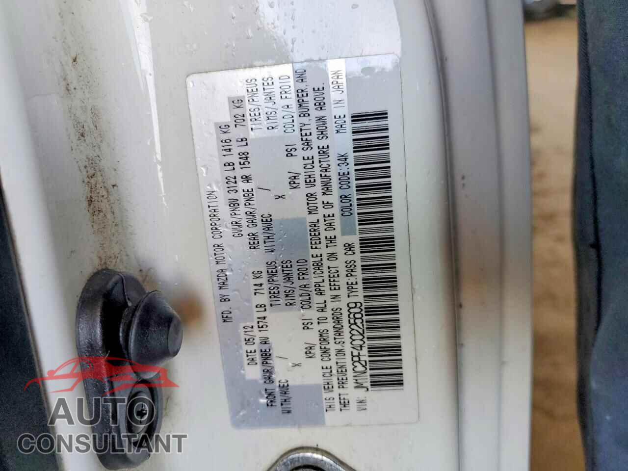 MAZDA MX5 2012 - JM1NC2PF4C0225609