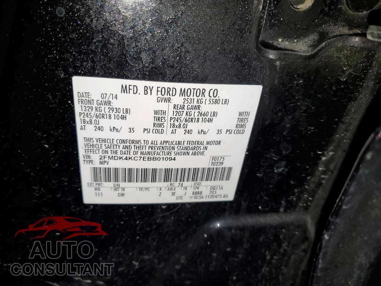 FORD EDGE 2014 - 2FMDK4KC7EBB01094