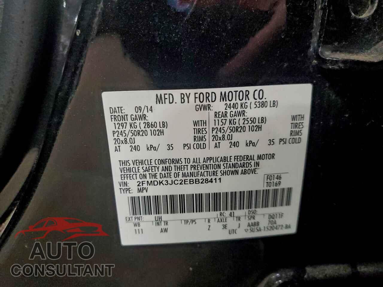 FORD EDGE 2014 - 2FMDK3JC2EBB28411