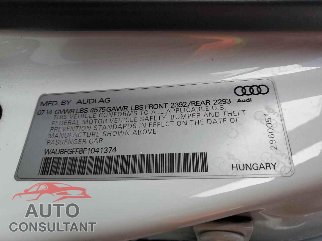 AUDI A3 2015 - WAUBFGFF8F1041374
