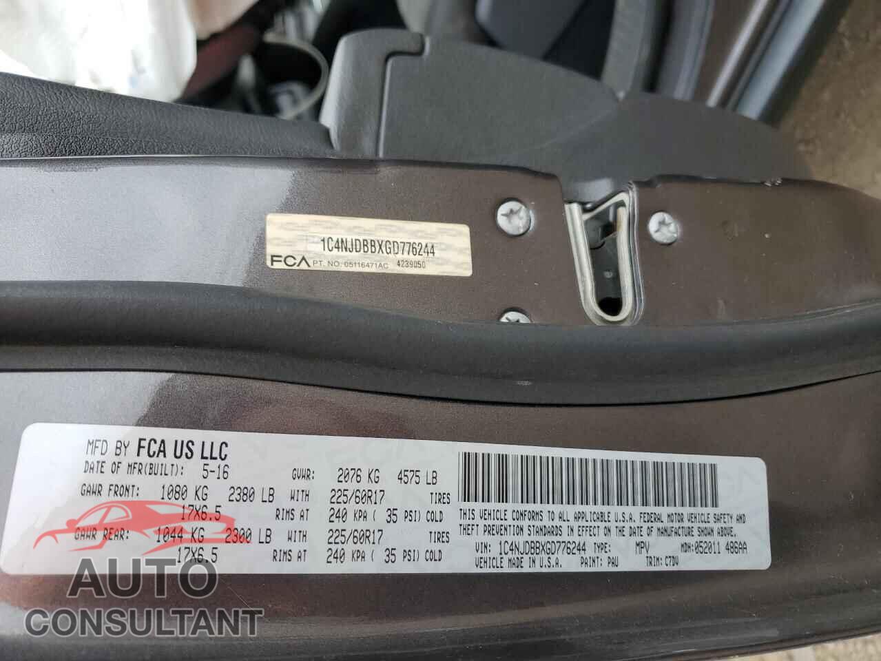 JEEP COMPASS 2016 - 1C4NJDBBXGD776244