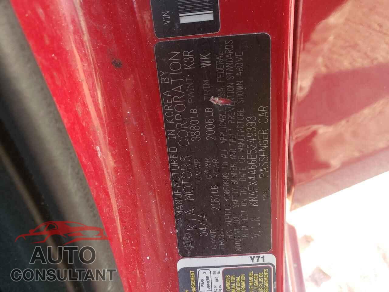 KIA FORTE 2014 - KNAFX4A66E5249393