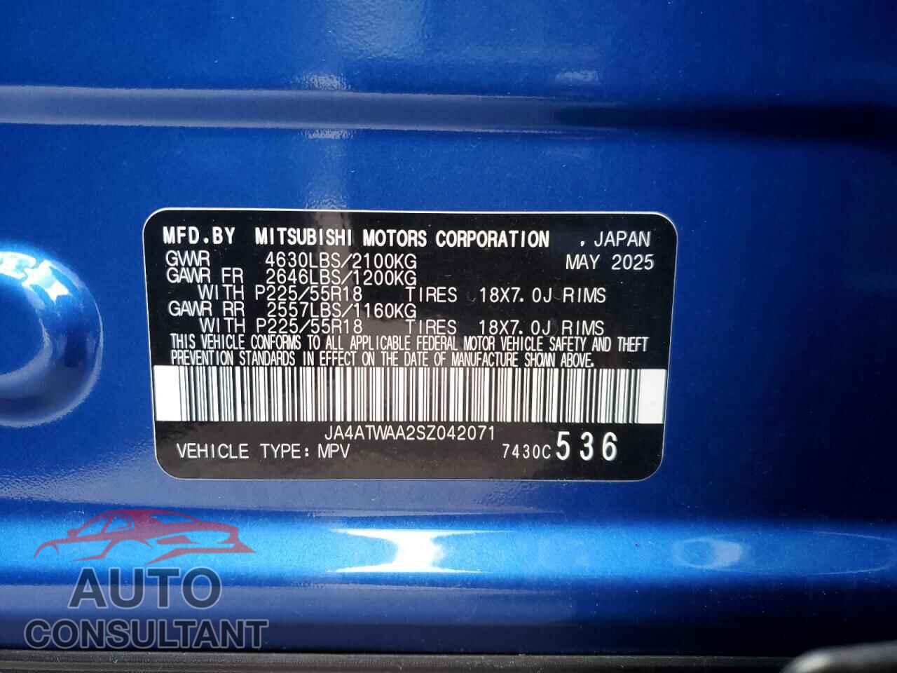 MITSUBISHI ECLIPSE 2025 - JA4ATWAA2SZ042071