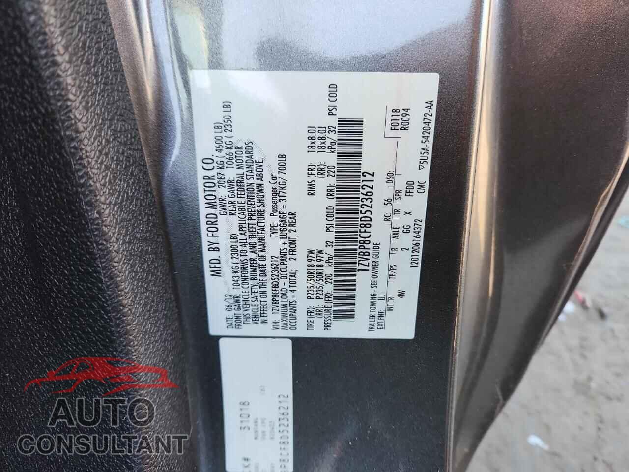 FORD MUSTANG 2013 - 1ZVBP8CF8D5236212