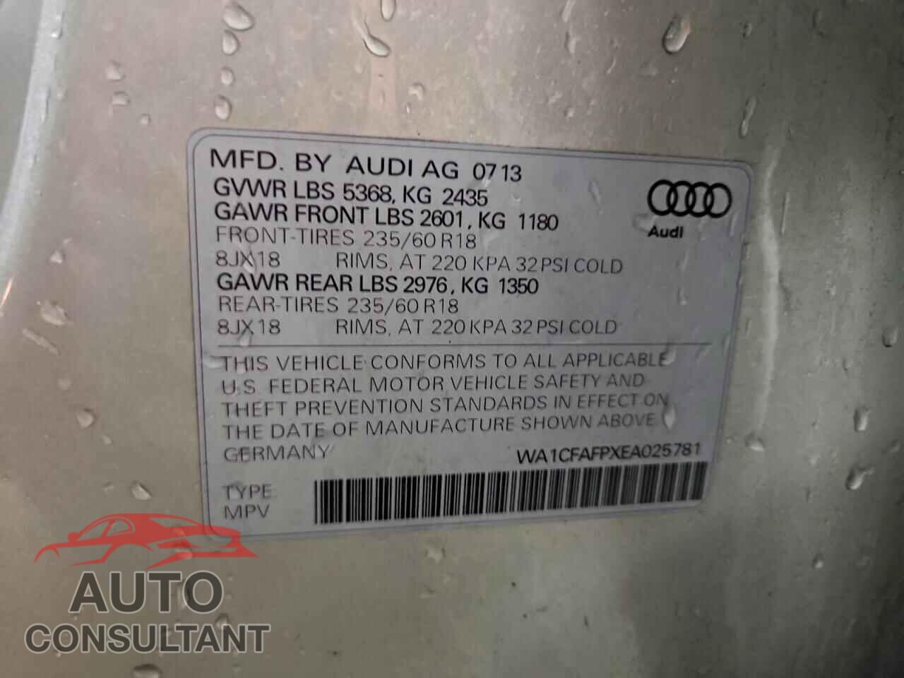 AUDI Q5 2014 - WA1CFAFPXEA025781